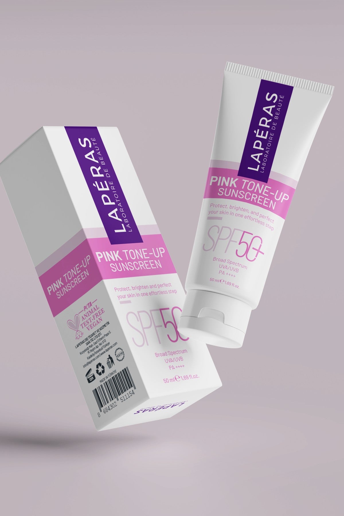 Aydınlatıcı Ton Eşitleyici Yüksek Koruma Spf 50+ Nemlendirici Makyaj Bazı Pembe Güneş Kremi 50ml - LAPÉRAS